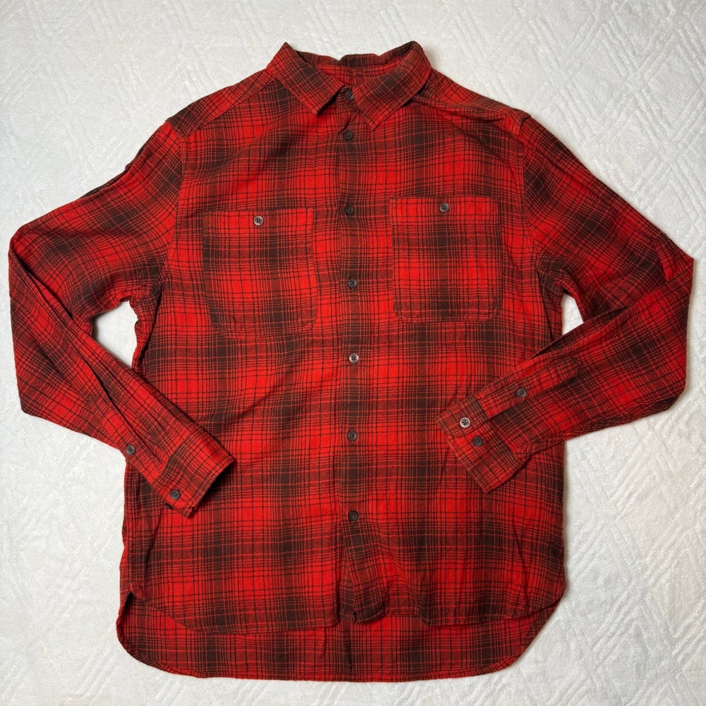 Western Grunge BDG Urban Outfitters Red Plaid Flannel Shirt M NWT Graphic